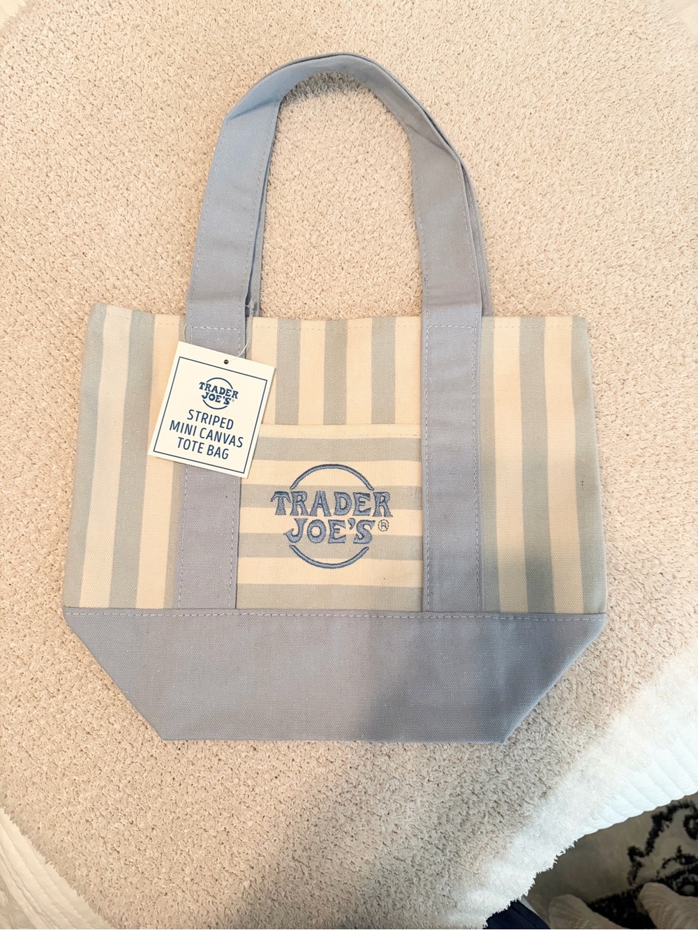 Trader Joe’s Blue Striped Mini Canvas Tote Bag
NEW 2026 Drop